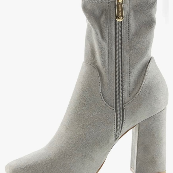 Grey Suede Chunky Block Heel Sock Booties - Picture 11 of 12
